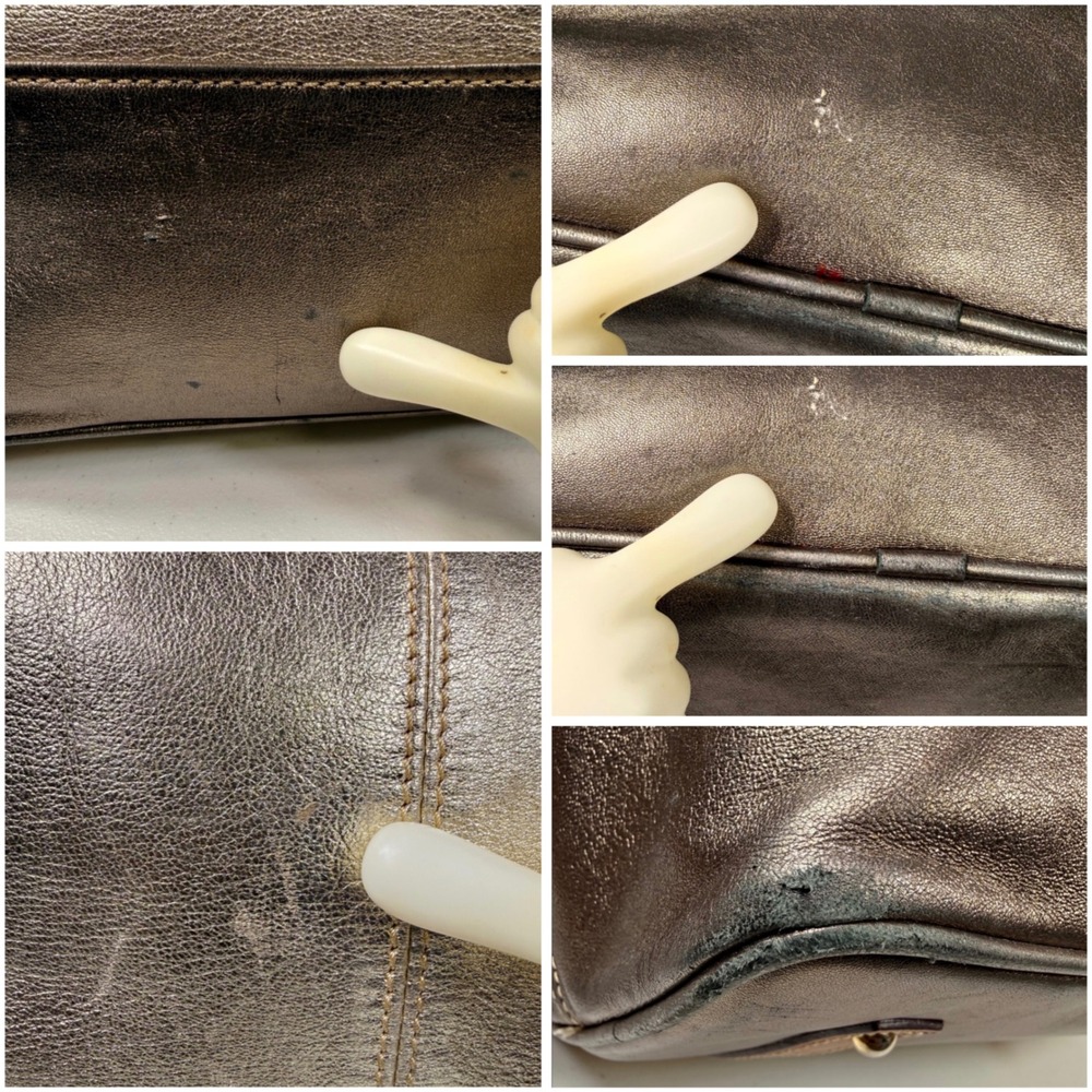 Dooney & Bourke O-Ring Shopper Tote Metallic Gold Bronze Leather Shoulder Bag L - Picture 12 of 15
